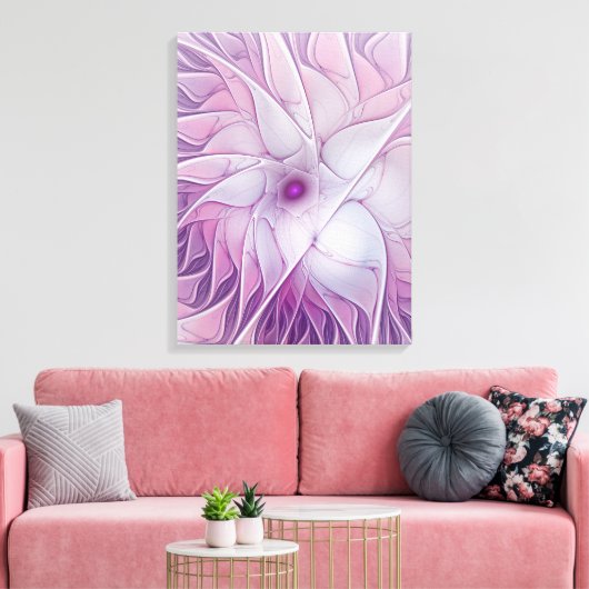 Mooie roze ventilator moderne Abstracte fractale k Canvas Afdruk (Insitu (Woonkamer))