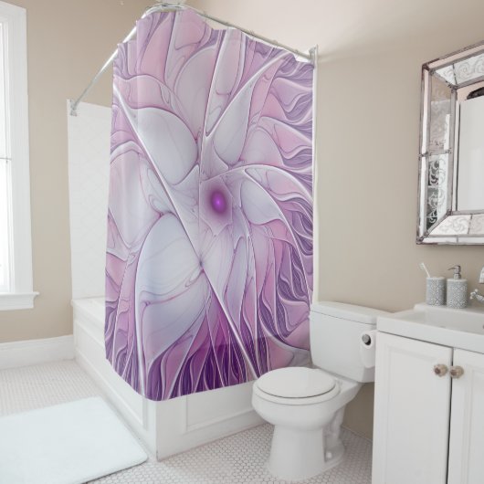 Mooie roze ventilator moderne Abstracte fractale k Douchegordijn (In situ)