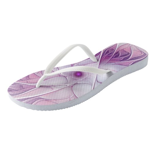 Mooie roze ventilator moderne Abstracte fractale k Teenslippers (Schuin)