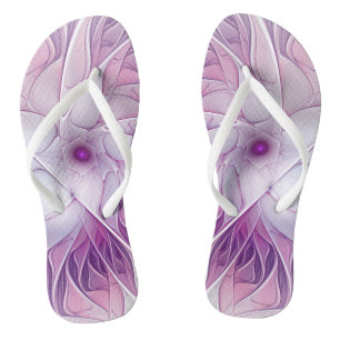 Mooie roze ventilator moderne Abstracte fractale k Teenslippers
