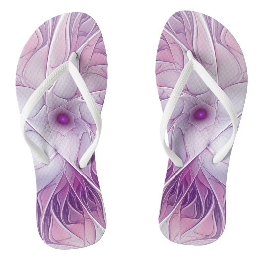 Mooie roze ventilator moderne Abstracte fractale k Teenslippers (Voetbed)