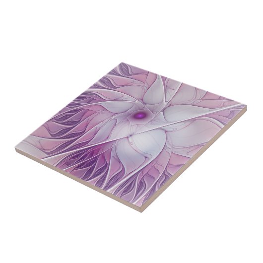 Mooie roze ventilator moderne Abstracte fractale k Tegeltje (Zijkant)