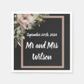 Mooie roze ventilator op Roos Gold Cocktail napkin Servet (Voorkant)