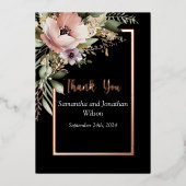 Mooie roze ventilator op Roos Gold Hartelijk dank Folie Uitnodiging (Voorkant)