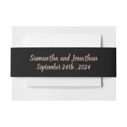 Mooie roze ventilator op Roos Gold Wedding Uitnodigingen Wikkel (Voorkant Voorbeeld)