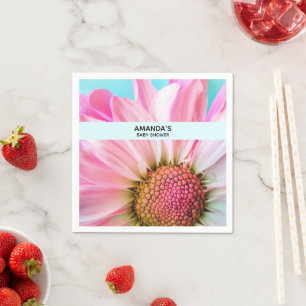 Mooie roze ventilator Sluit foto-Baby shower af Servet