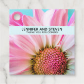 Mooie roze ventilator sluit foto-bruiloft dicht bedankjes labels (Voorkant)