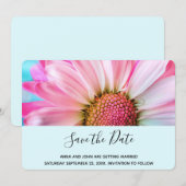 Mooie roze ventilator sluit foto-bruiloft dicht save the date (Voorkant / Achterkant)