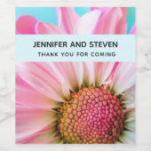 Mooie roze ventilator sluit foto-bruiloft dicht wijn etiket (Enkel label)