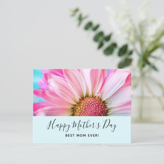 Mooie roze ventilator Sluit foto-Moederdag op Feestdagenkaart (Staand voorkant)