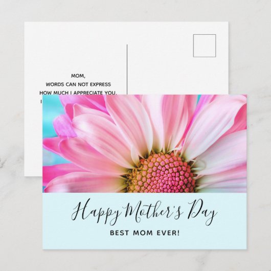Mooie roze ventilator Sluit foto-Moederdag op Feestdagenkaart (Voorkant / Achterkant)