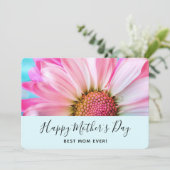 Mooie roze ventilator Sluit foto-Moederdag op Feestdagenkaart (Staand voorkant)