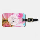 Mooie roze ventilator sluit foto-monogram af bagagelabel (Voorkant horizontaal)