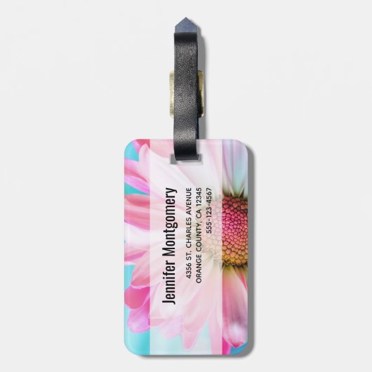 Mooie roze ventilator sluit foto-monogram af bagagelabel (Achterkant verticaal)