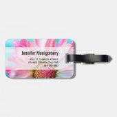 Mooie roze ventilator sluit foto-monogram af bagagelabel (Achterkant horizontaal)