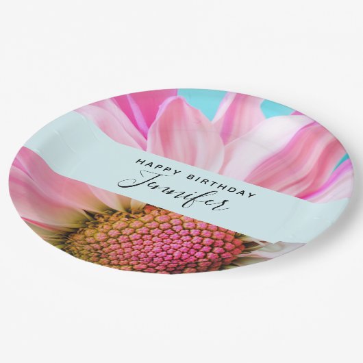 Mooie roze ventilator Sluit foto van zaterdag af Papieren Bordje (Gekanteld)