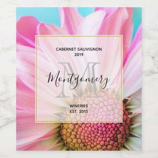 Mooie roze ventilator Sluit foto-wijn maken Wijn Etiket (Enkel label)