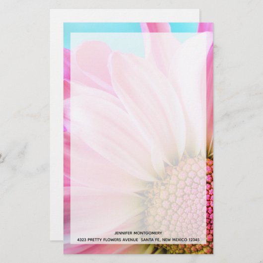 Mooie roze ventilator Sluiten Foto Briefpapier (Voorkant / Achterkant)