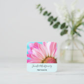 Mooie roze ventilator Sluiten Foto Vierkante Visitekaartje (Staand voorkant)