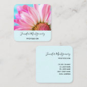 Mooie roze ventilator Sluiten Foto Vierkante Visitekaartje (Voorkant / Achterkant)