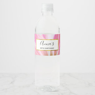 Mooie roze ventilator Sluiten Foto Waterfles Etiket