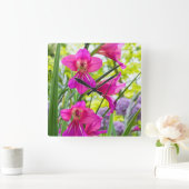 Mooie roze ventilator vierkante klok (Huis)