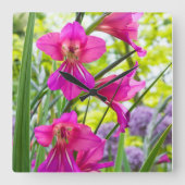 Mooie roze ventilator vierkante klok (Voorkant)