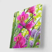 Mooie roze ventilator vierkante klok (Hoek)