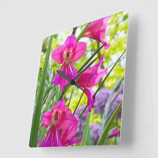 Mooie roze ventilator vierkante klok (Hoek)