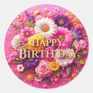 Mooie roze verjaardag Sticker