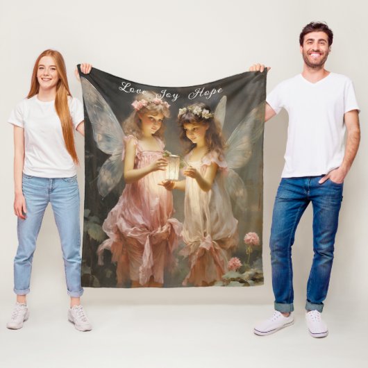 Mooie roze Victoriaans feeën liefde vreugde hoop Fleece Deken (In situ)