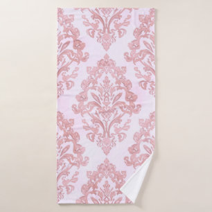 Mooie roze victoriaanse damast watercolor patroon badhanddoek