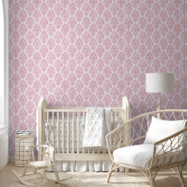 Mooie roze victoriaanse damast watercolor patroon behang