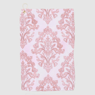 Mooie roze victoriaanse damast watercolor patroon golfhanddoek