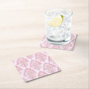 Mooie Roze Victoriaanse Damast Watercolor Patroon Kartonnen Onderzetters