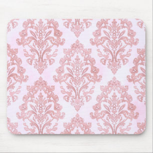 Mooie Roze Victoriaanse Damast Watercolor Patroon Muismat