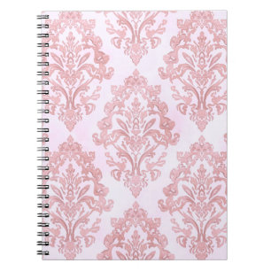 Mooie Roze Victoriaanse Damast Watercolor Patroon Notitieboek