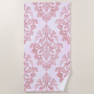 Mooie roze victoriaanse damast watercolor patroon strandlaken