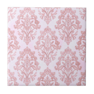 Mooie Roze Victoriaanse Damast Watercolor Patroon Tegeltje