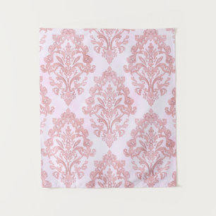Mooie Roze Victoriaanse Damast Watercolor Patroon Wandkleed