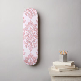 Mooie roze victoriaanse damast watercolorpatroon persoonlijk skateboard