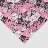 Mooie Roze Vintage Alice Theetijd Tissuepapier (Detail)