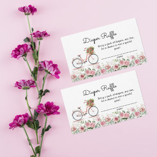 Mooie Roze Vintage Fiets Meisje Luier Raffle Informatiekaartje