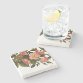 Mooie Roze Vintage Rozen Botanisch Stenen Onderzetter (Zijkant)