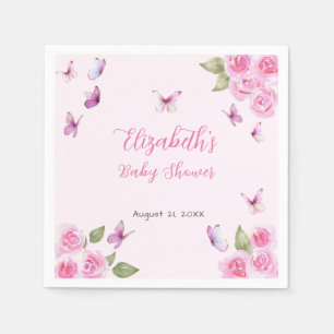 Mooie Roze Vlinder Baby Shower Servet
