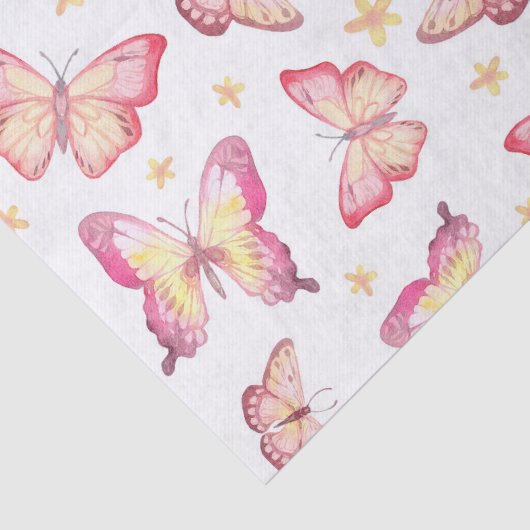 Mooie roze vlinder en gele bloem tissuepapier (Detail)