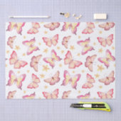 Mooie roze vlinder en gele bloem tissuepapier (Craft)