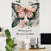 Mooie roze vlinder poster (Thuiskantoor)