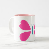 Mooie roze vlinder tweekleurige koffiemok (Voorkant links)