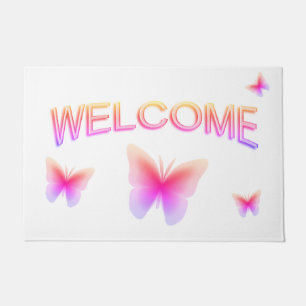 Mooie Roze Vlinder Welkom Deurmat
